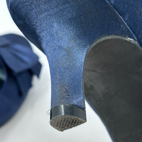 Rampage Kandice Blue Open Toe Fabric Tuxedo Bow Heels Size 8 - Picture 8 of 10